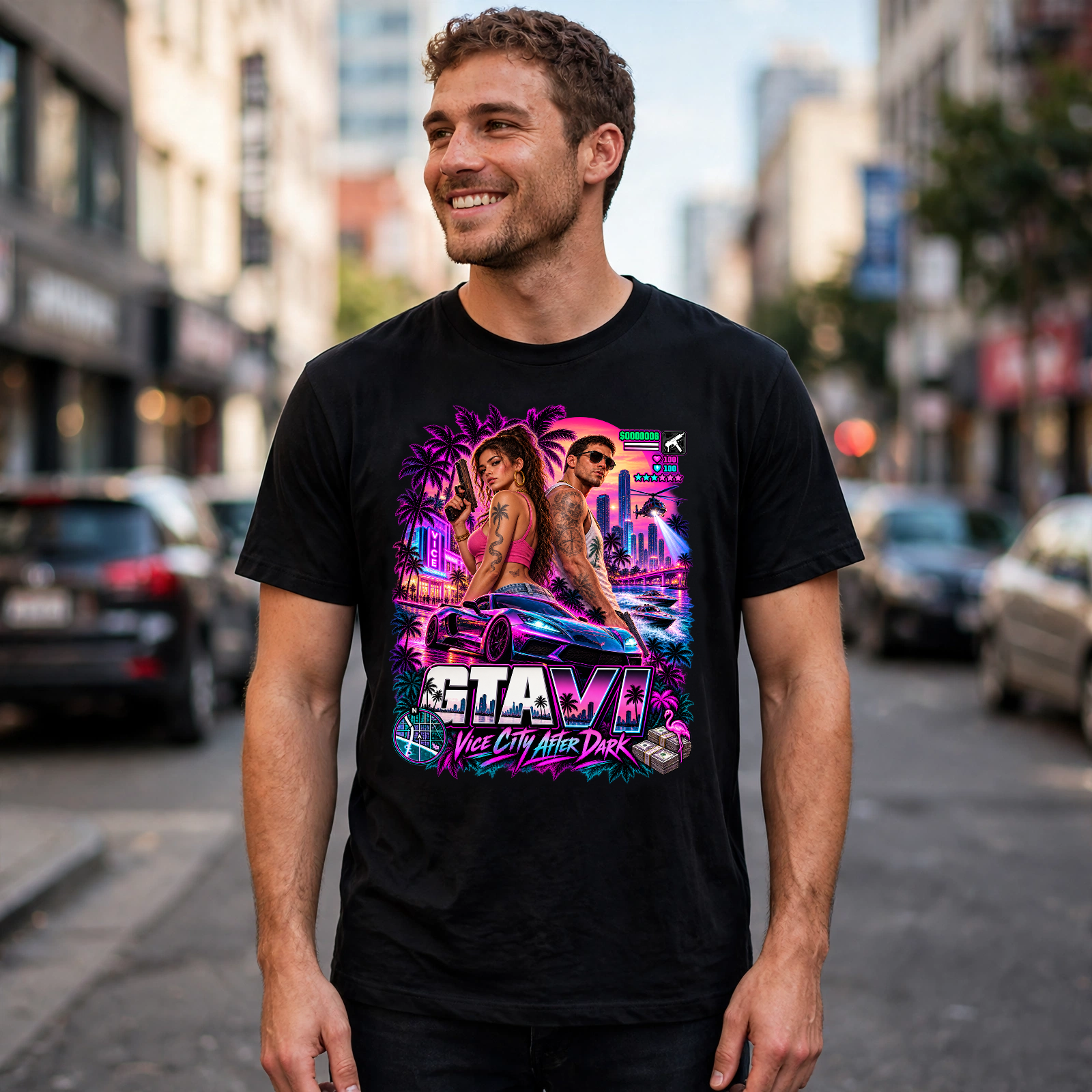 GTA VI Vice City After Dark Graphic T-Shirt – XGuidance