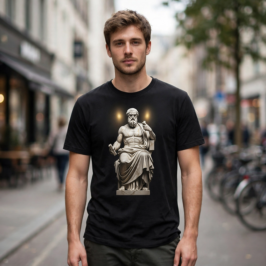 Seated Philosopher Statue Greek Mythology Graphic T-Shirt – XGuidance