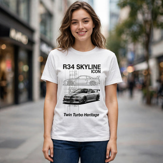 R34 Skyline Icon Car Enthusiast Graphic T-Shirt – XGuidance