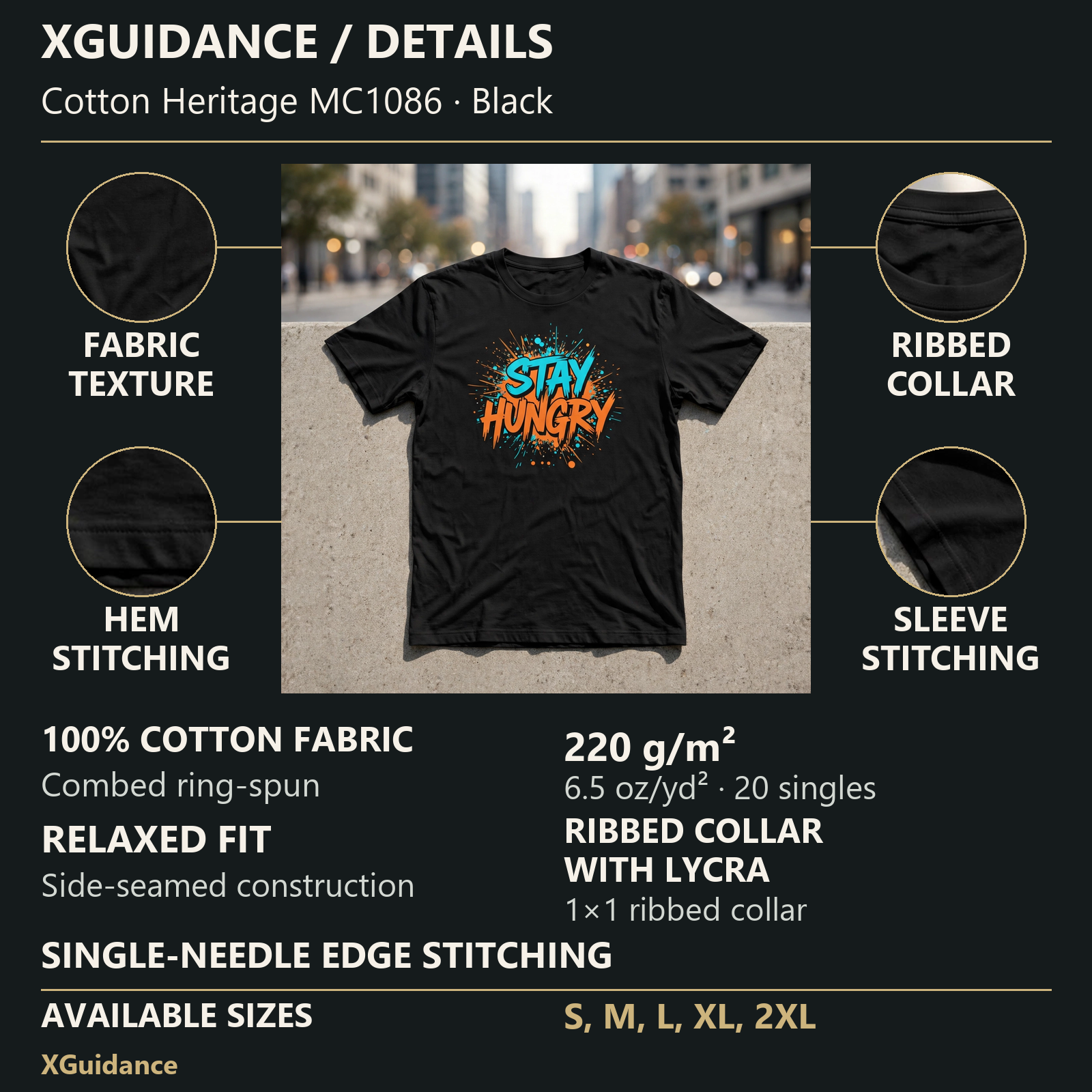 Stay Hungry Hustle & Royalty Graphic T-Shirt – XGuidance – product details and sizing