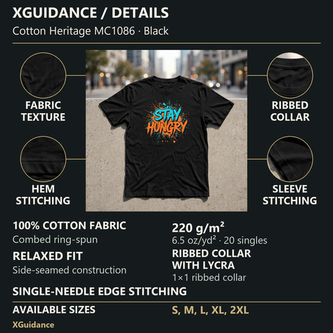 Stay Hungry Hustle & Royalty Graphic T-Shirt – XGuidance – product details and sizing