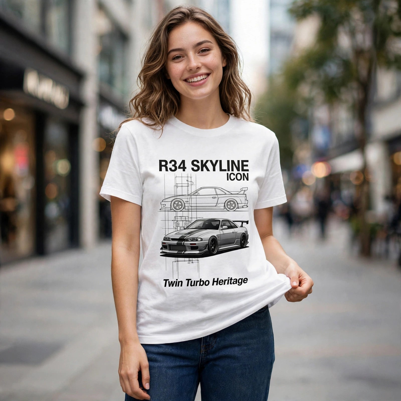 R34 Skyline Icon Car Enthusiast Graphic T-Shirt – XGuidance – photo 2