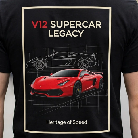 V12 Supercar Legacy Car Enthusiast Graphic T-Shirt – XGuidance – photo 3