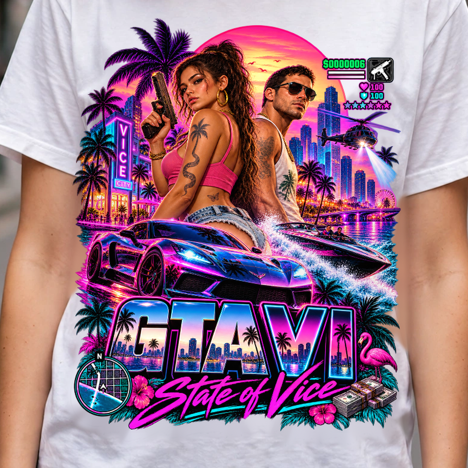 GTA VI Vice City Edition 10 Graphic T-Shirt – XGuidance – photo 3