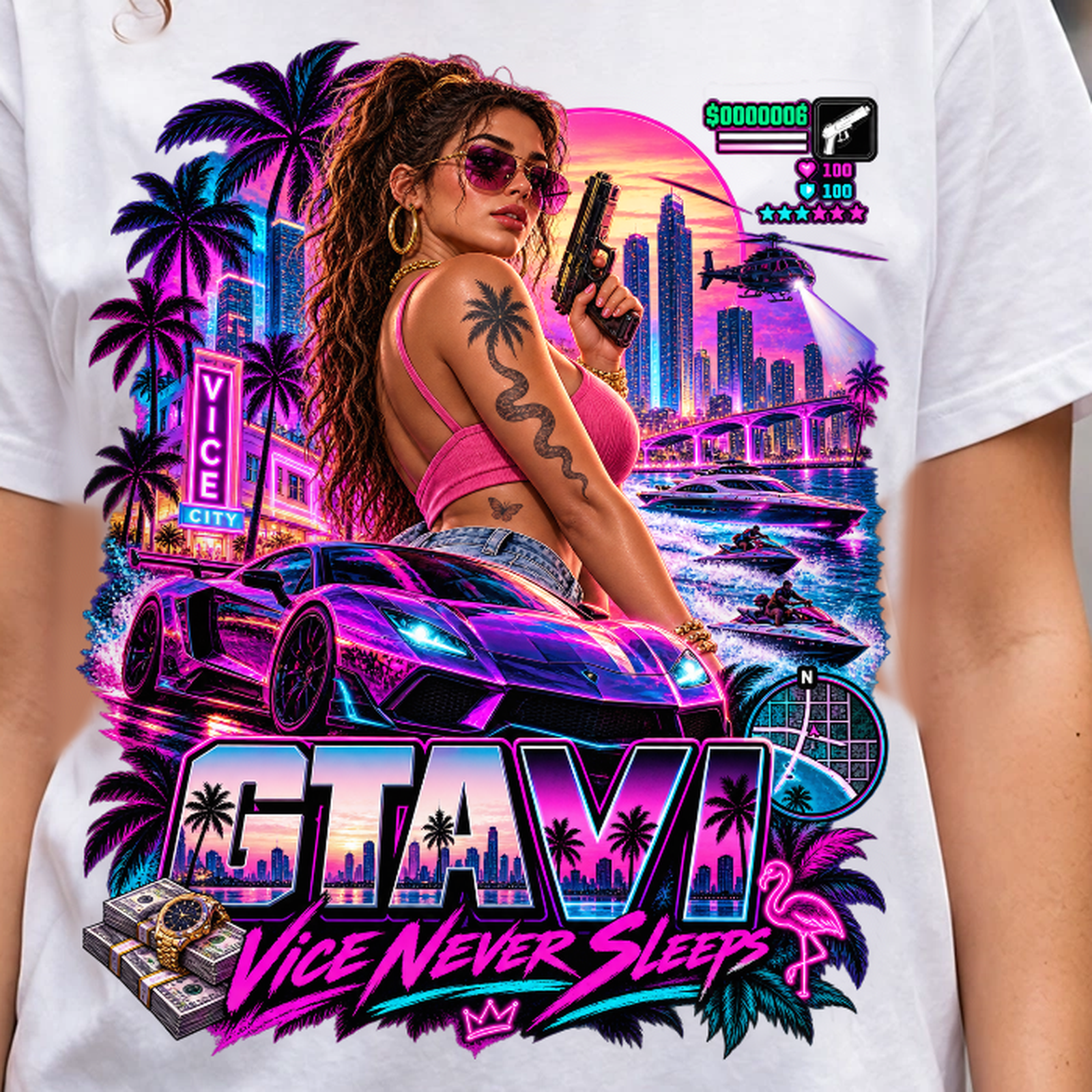GTA VI Vice City Edition 02 Graphic T-Shirt – XGuidance – photo 3