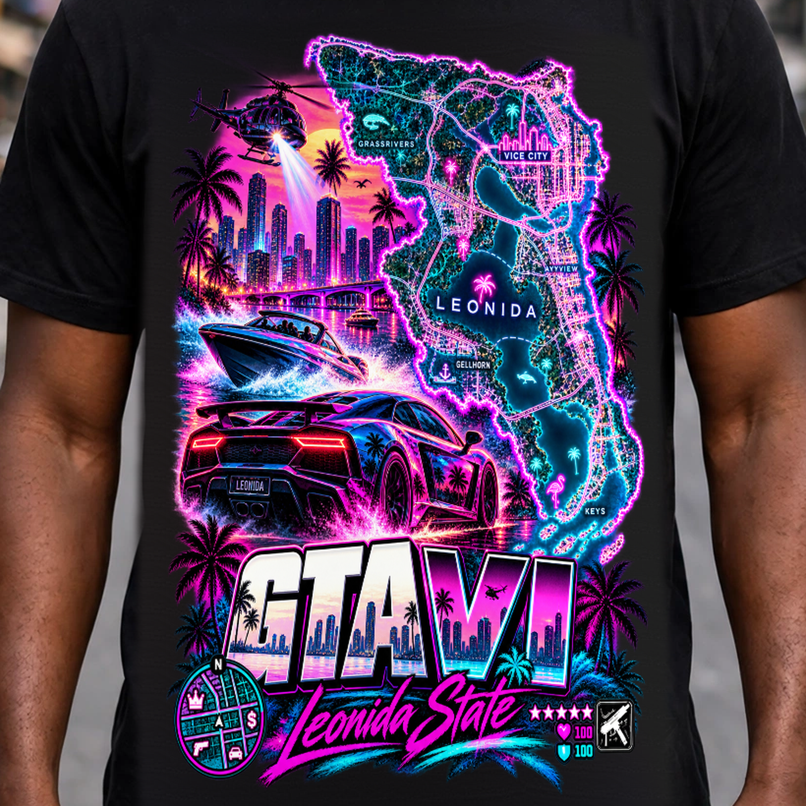 GTA VI Vice City Edition 03 Graphic T-Shirt – XGuidance – photo 3