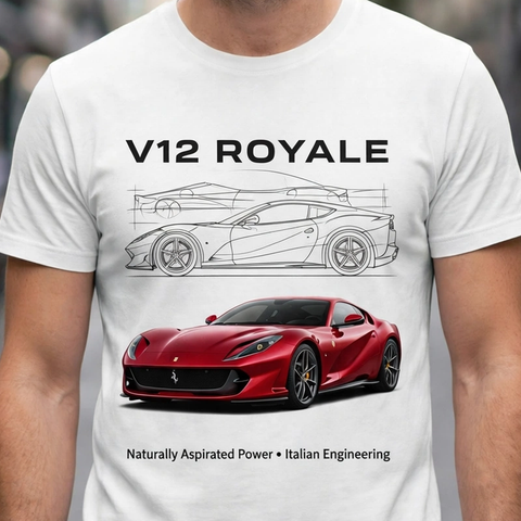V12 Royale Car Enthusiast Graphic T-Shirt – XGuidance – photo 3