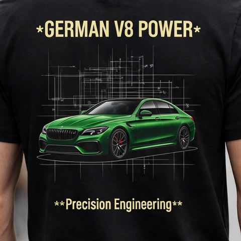 German V8 Power Car Enthusiast Graphic T-Shirt – XGuidance – photo 3