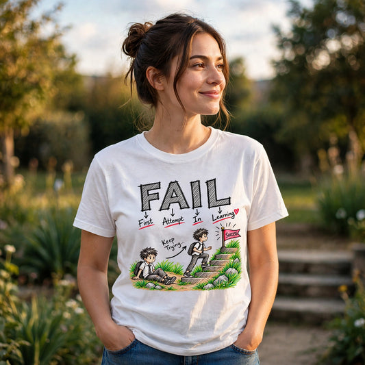 Fail First Attempt in Learning Motivational Quote T-Shirt – XGuidance – photo 2