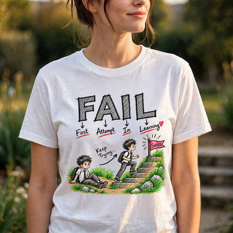 Fail First Attempt in Learning Motivational Quote T-Shirt – XGuidance – photo 3
