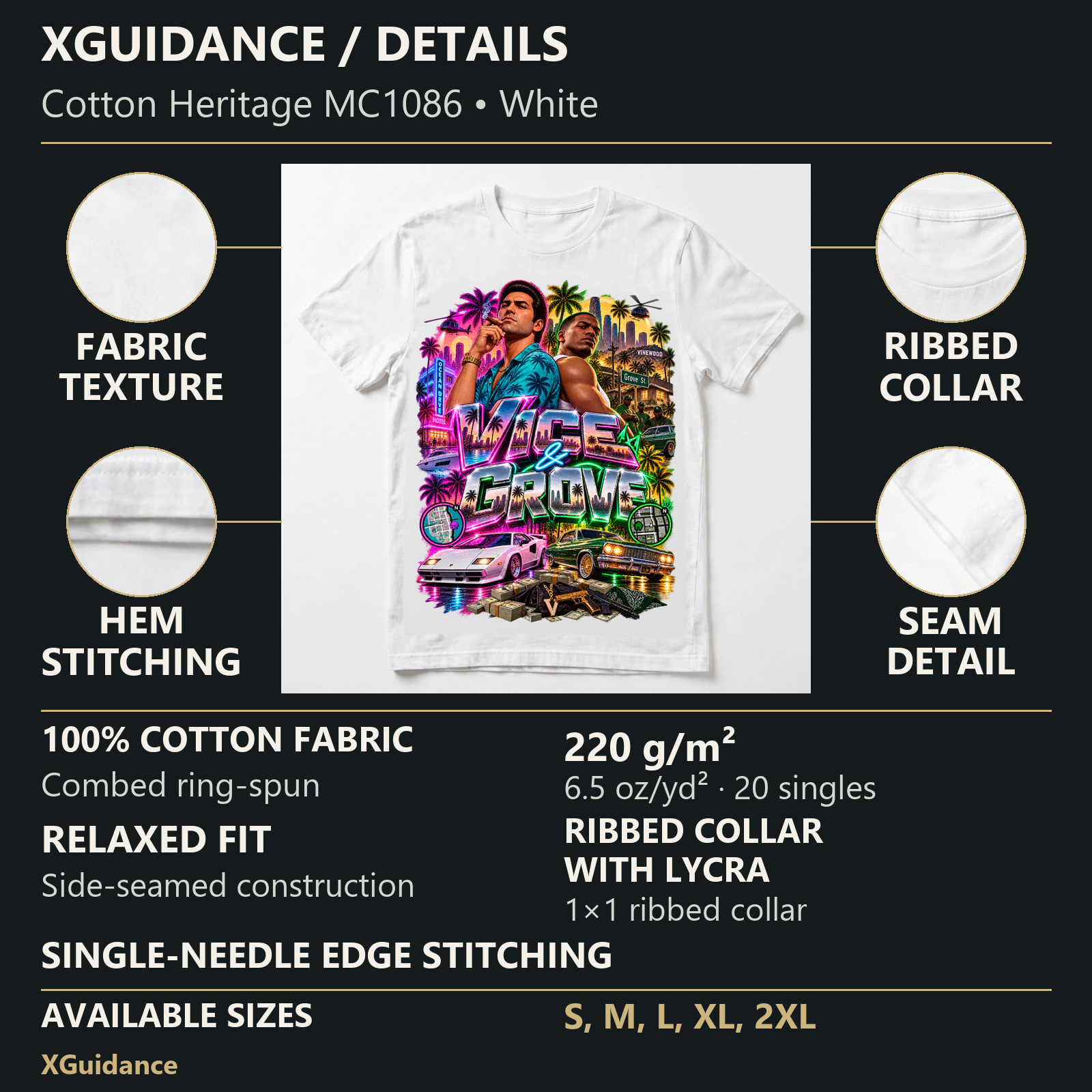 GTA VI Vice City Edition 24 Graphic T-Shirt – XGuidance – product details and sizing