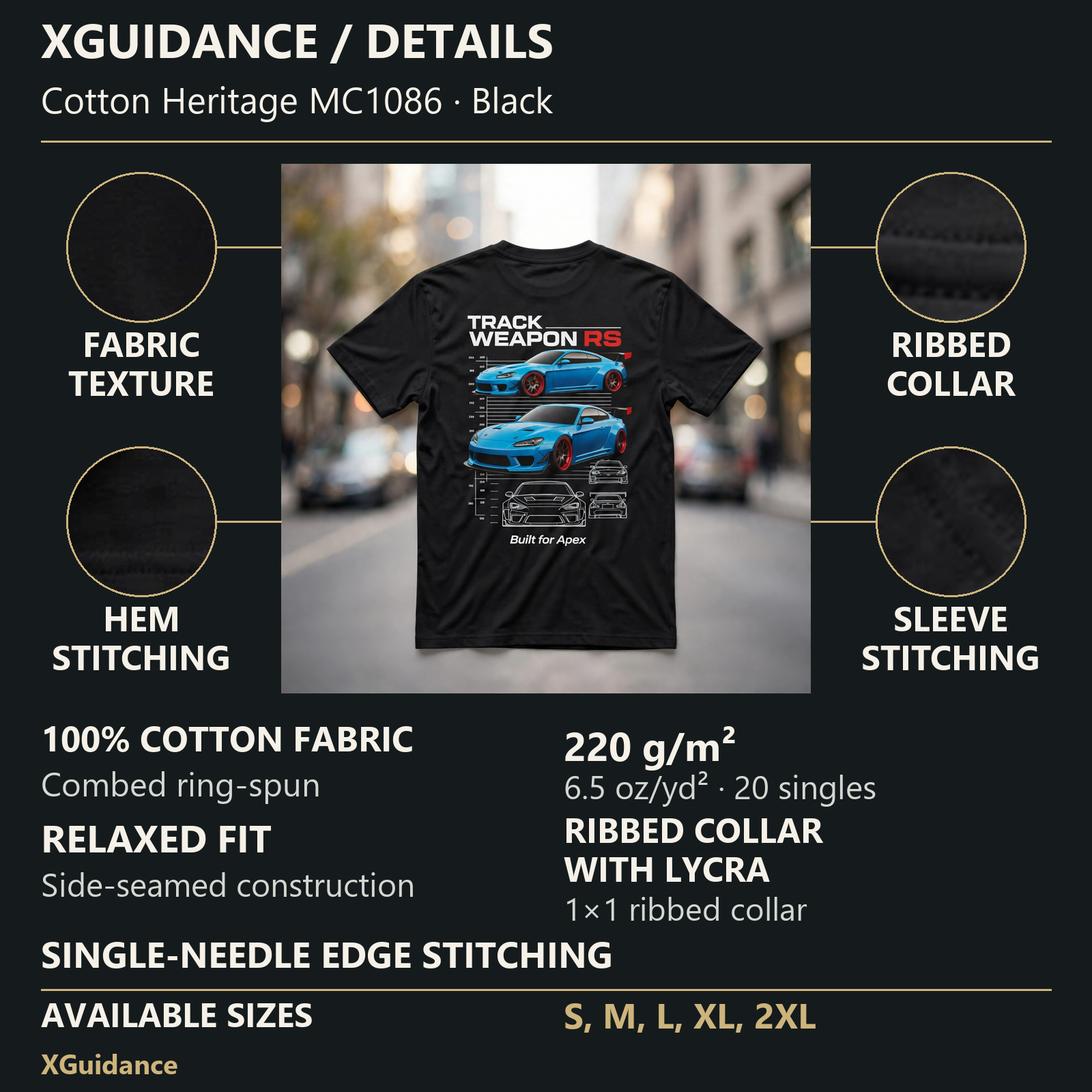 Track Weapon RS Car Enthusiast Graphic T-Shirt – XGuidance – product details and sizing