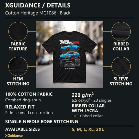 Track Weapon RS Car Enthusiast Graphic T-Shirt – XGuidance – product details and sizing