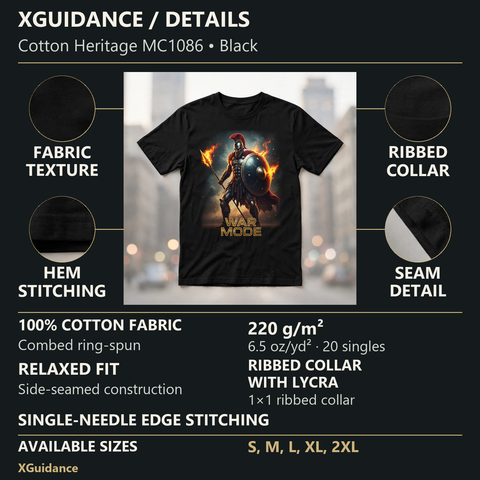 War Mode Greek Mythology Graphic T-Shirt – XGuidance – product details and sizing