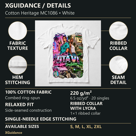 GTA VI Vice City Edition 14 Graphic T-Shirt – XGuidance – product details and sizing