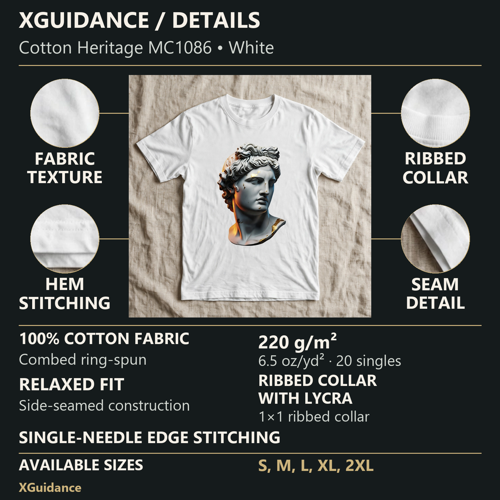 Youthful God Bust Orange Glow Greek Mythology Graphic T-Shirt – XGuidance – product details and sizing
