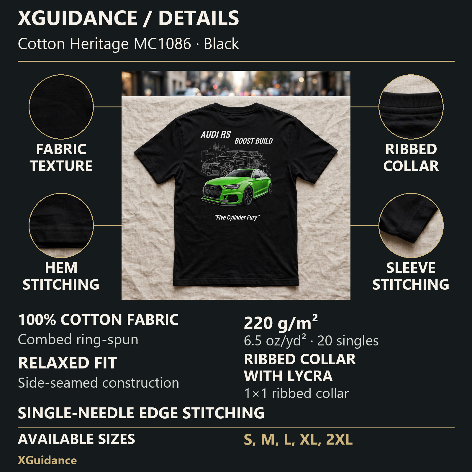 Audi RS Boost Build Car Enthusiast Graphic T-Shirt – XGuidance – product details and sizing