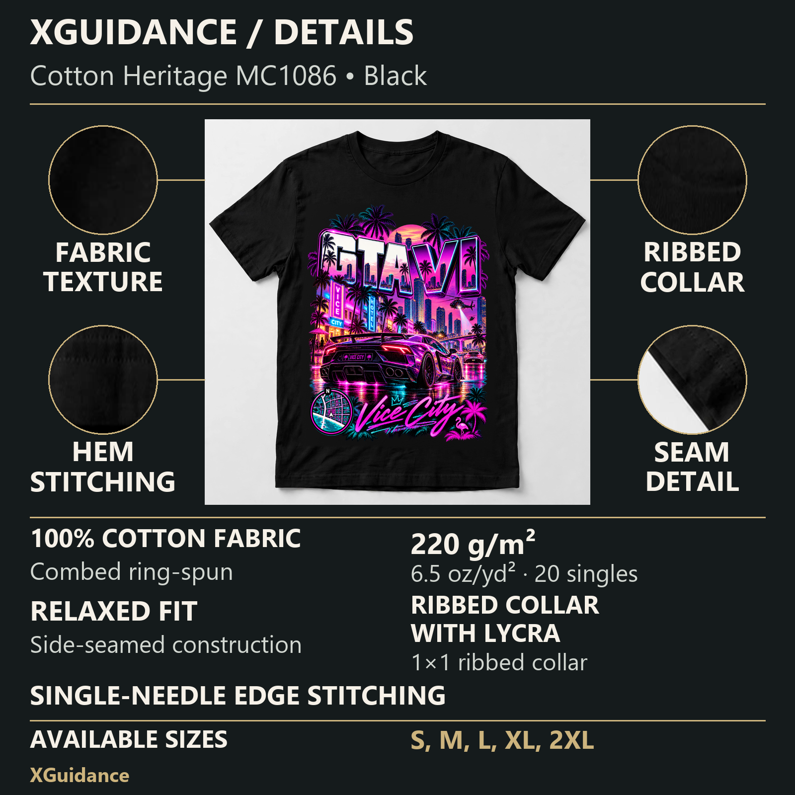 GTA VI Vice City Edition 07 Graphic T-Shirt – XGuidance – product details and sizing