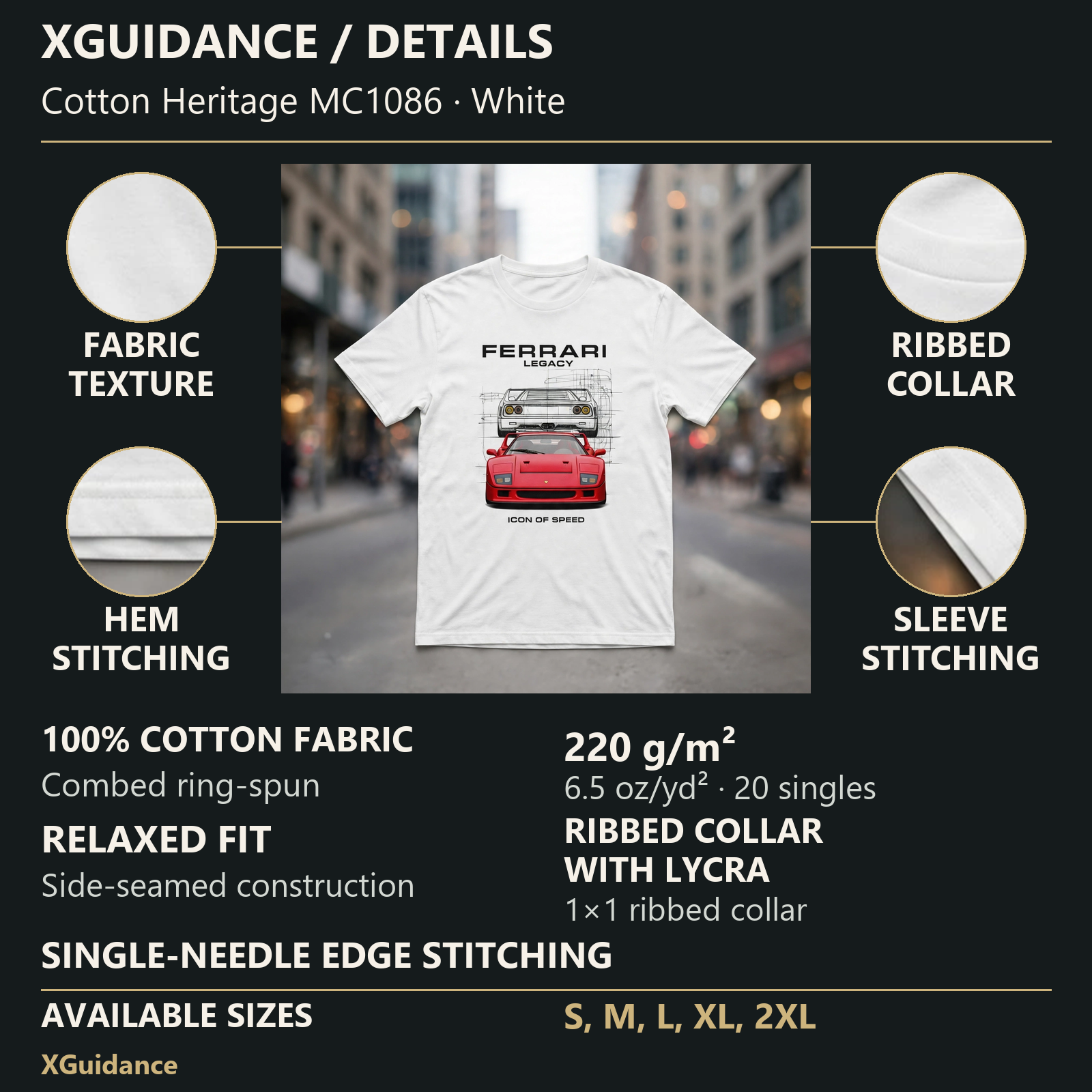 Ferrari Legacy Car Enthusiast Graphic T-Shirt – XGuidance – product details and sizing