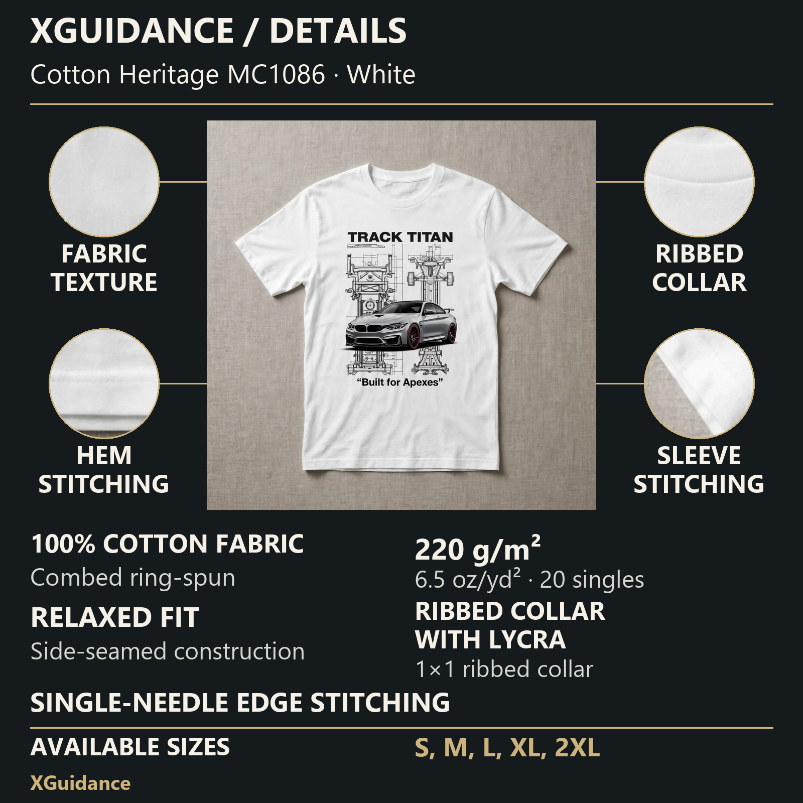Track Titan Car Enthusiast Graphic T-Shirt – XGuidance – product details and sizing
