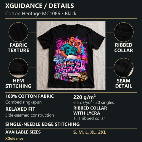 GTA VI Vice City Edition 21 Graphic T-Shirt – XGuidance – product details and sizing