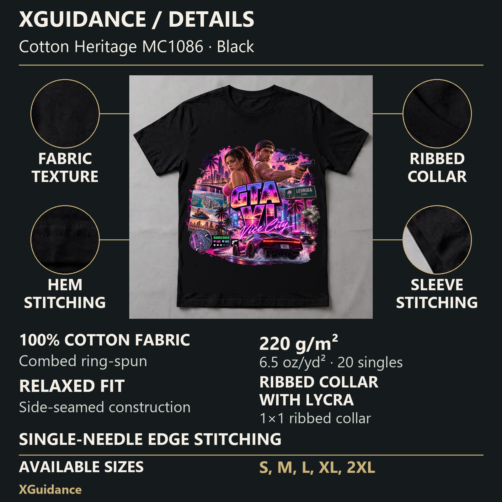 GTA VI Vice City Edition 31 Graphic T-Shirt – XGuidance – product details and sizing