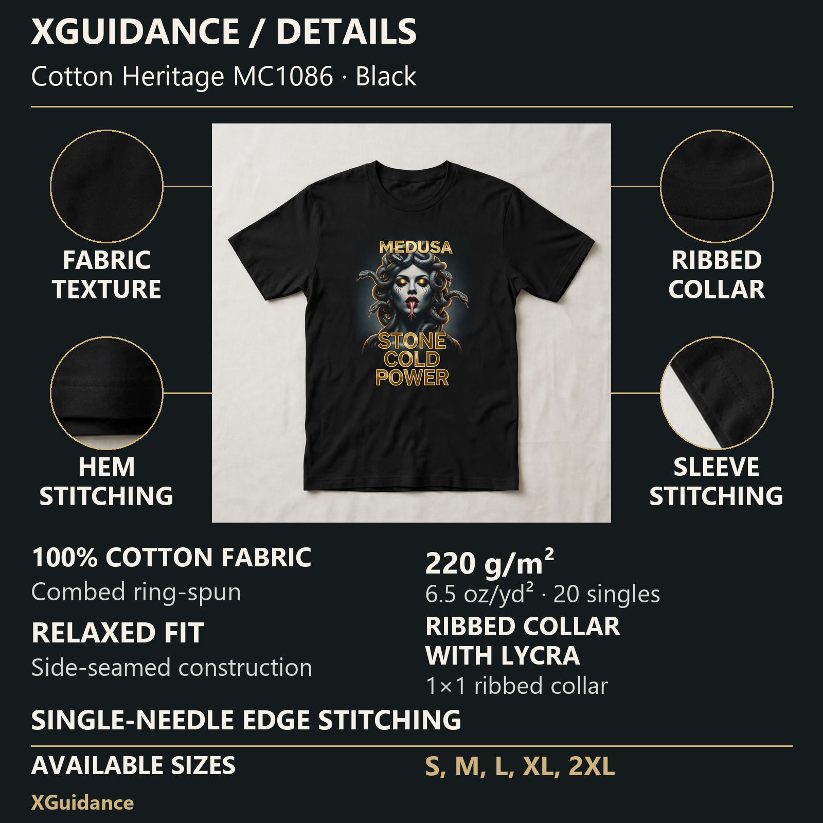 Medusa Stone Cold Power Greek Mythology Graphic T-Shirt – XGuidance – product details and sizing