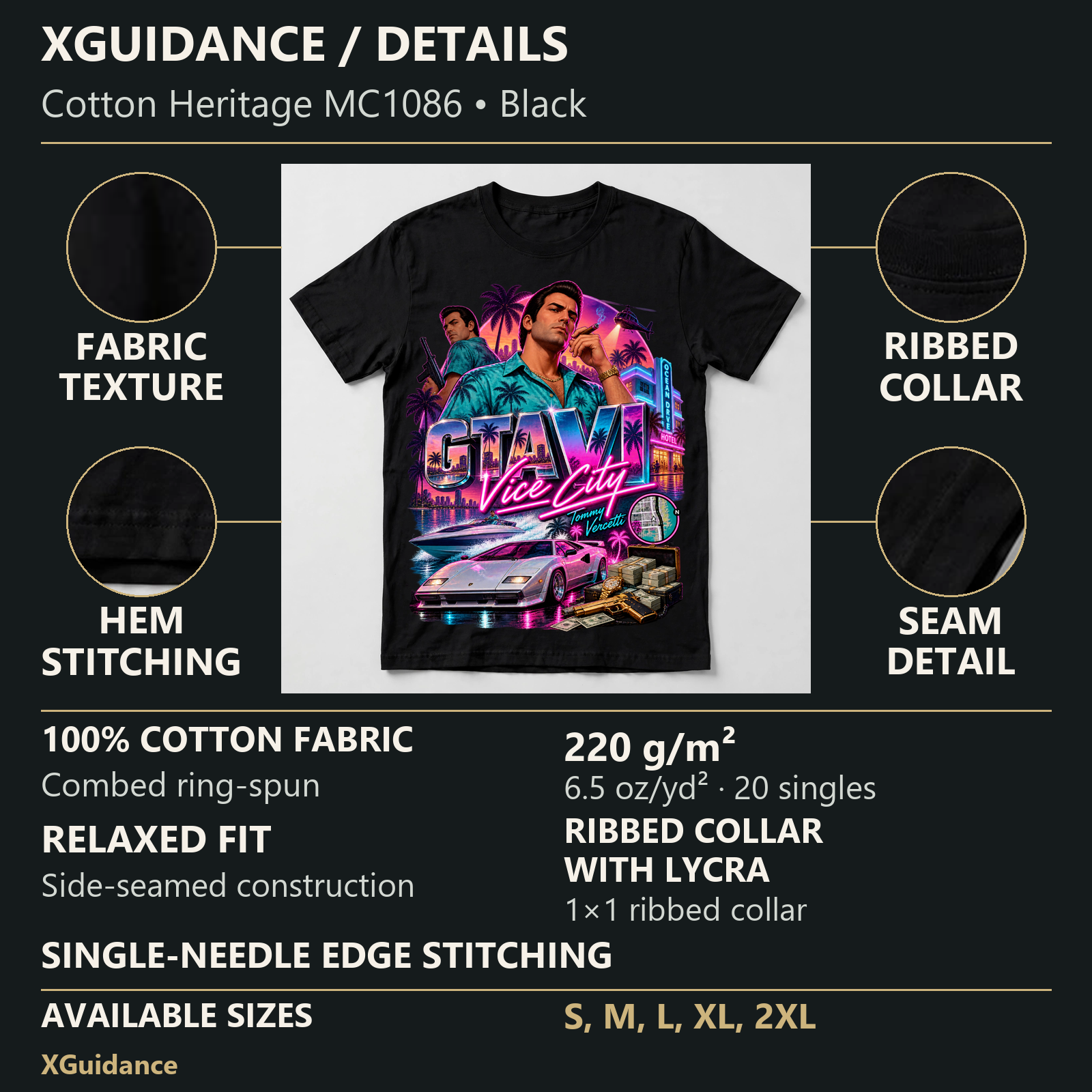 GTA VI Vice City Edition 11 Graphic T-Shirt – XGuidance – product details and sizing
