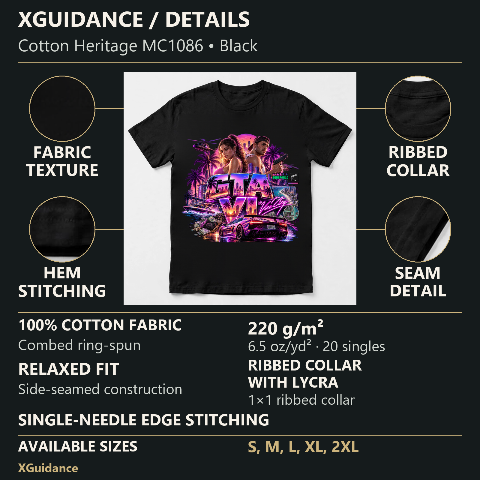 GTA VI Vice City Edition 39 Graphic T-Shirt – XGuidance – product details and sizing
