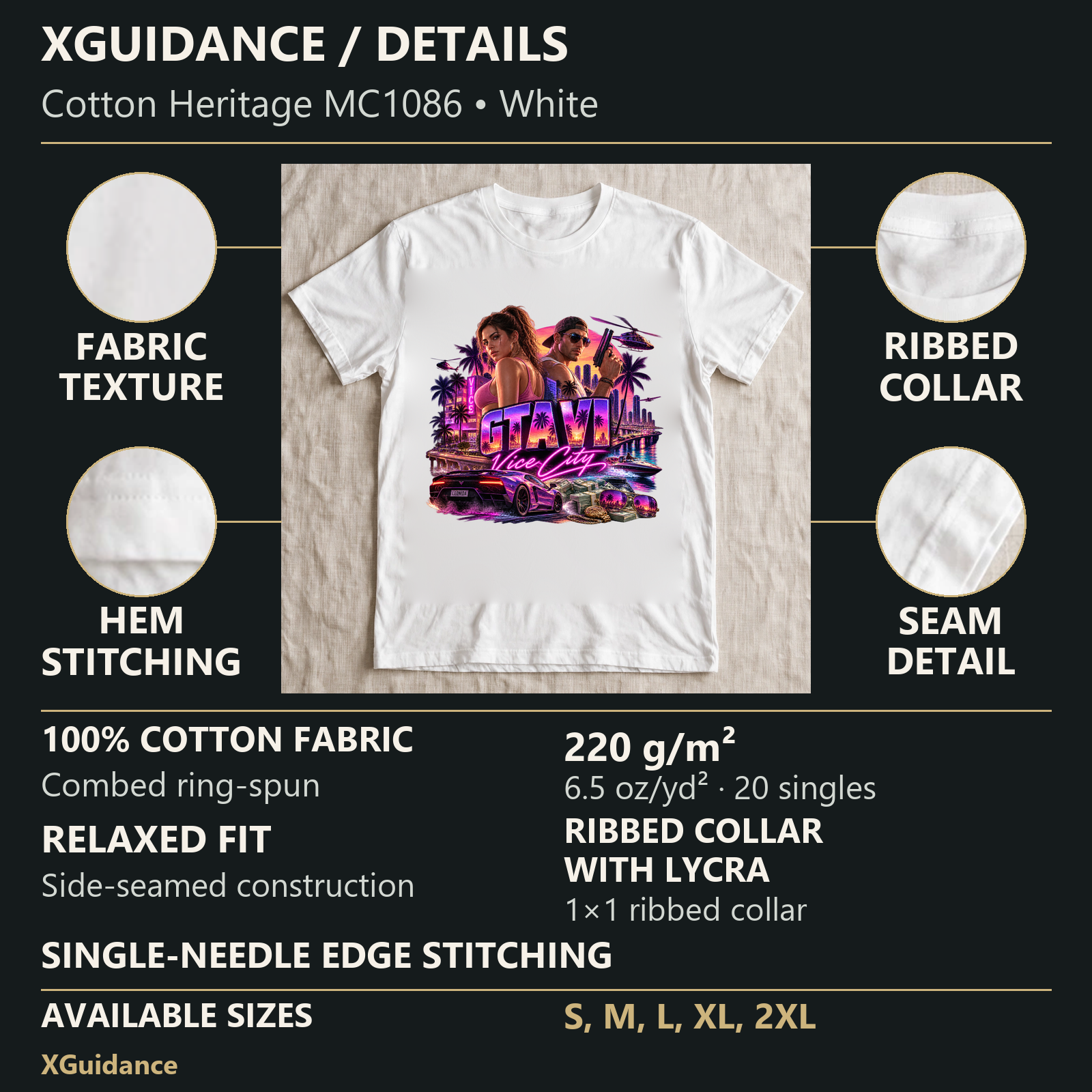 GTA VI Vice City Edition 34 Graphic T-Shirt – XGuidance – product details and sizing