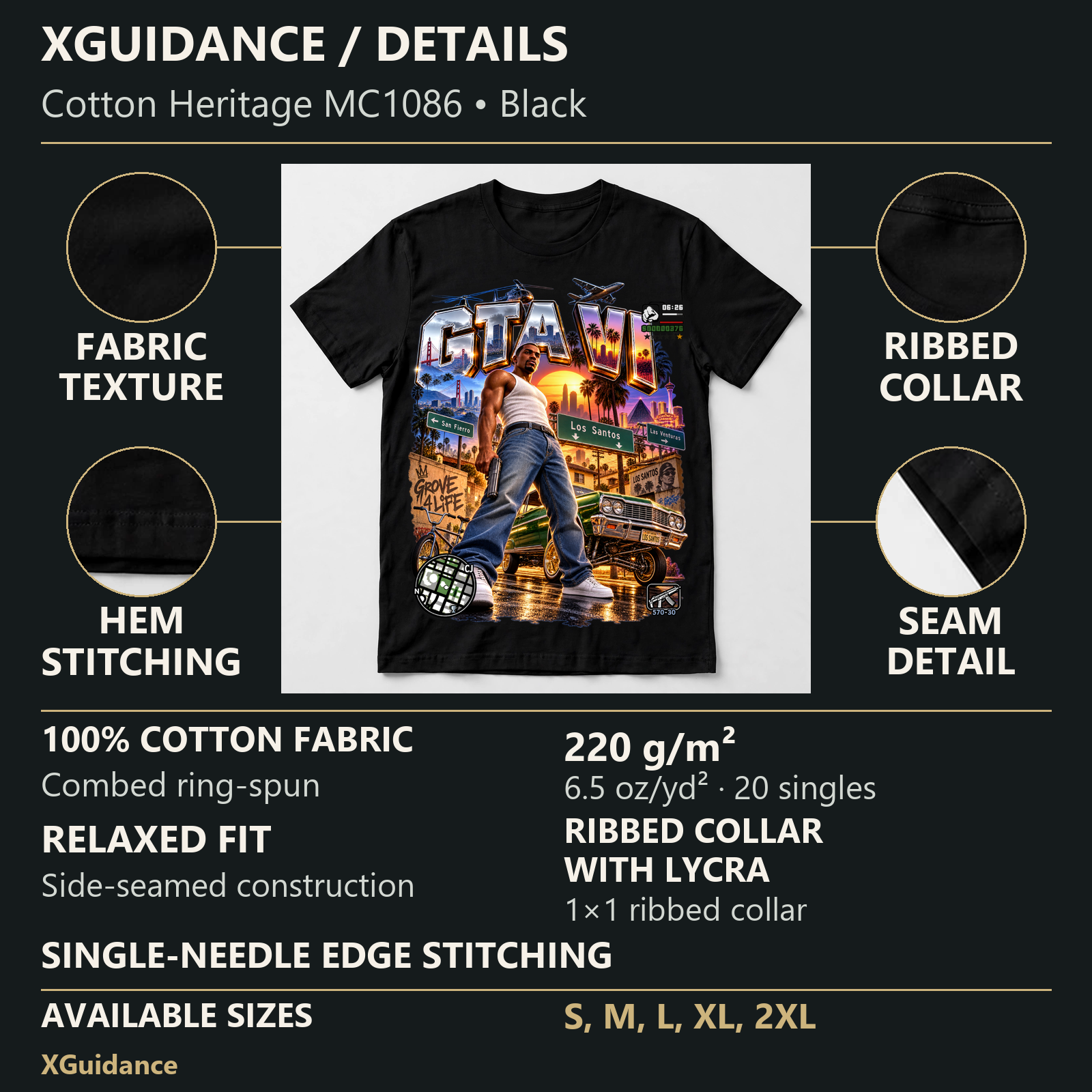GTA VI Vice City Edition 17 Graphic T-Shirt – XGuidance – product details and sizing