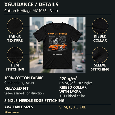 Supra Mk5 Boosted Car Enthusiast Graphic T-Shirt – XGuidance – product details and sizing