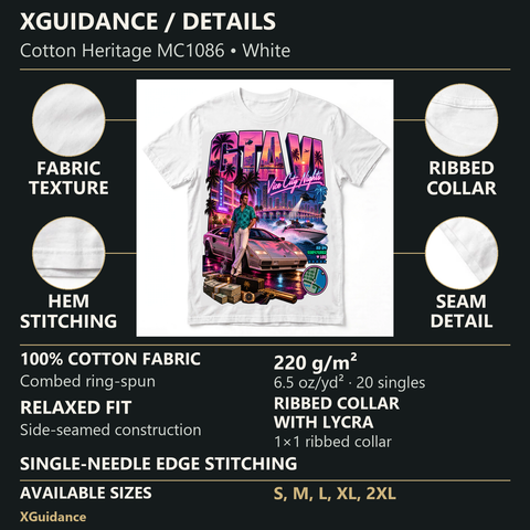 GTA VI Vice City Edition 16 Graphic T-Shirt – XGuidance – product details and sizing