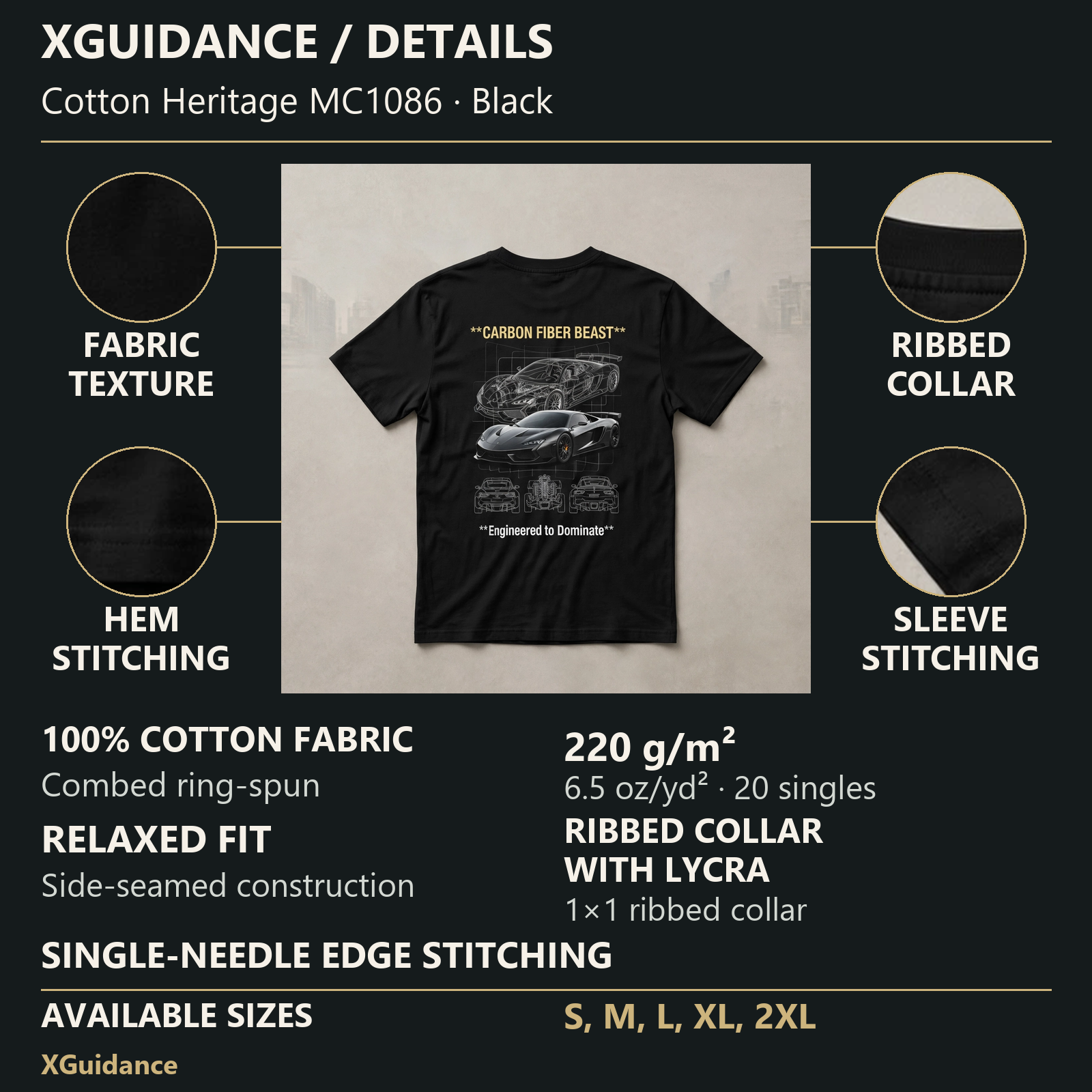 Carbon Fiber Beast Car Enthusiast Graphic T-Shirt – XGuidance – product details and sizing