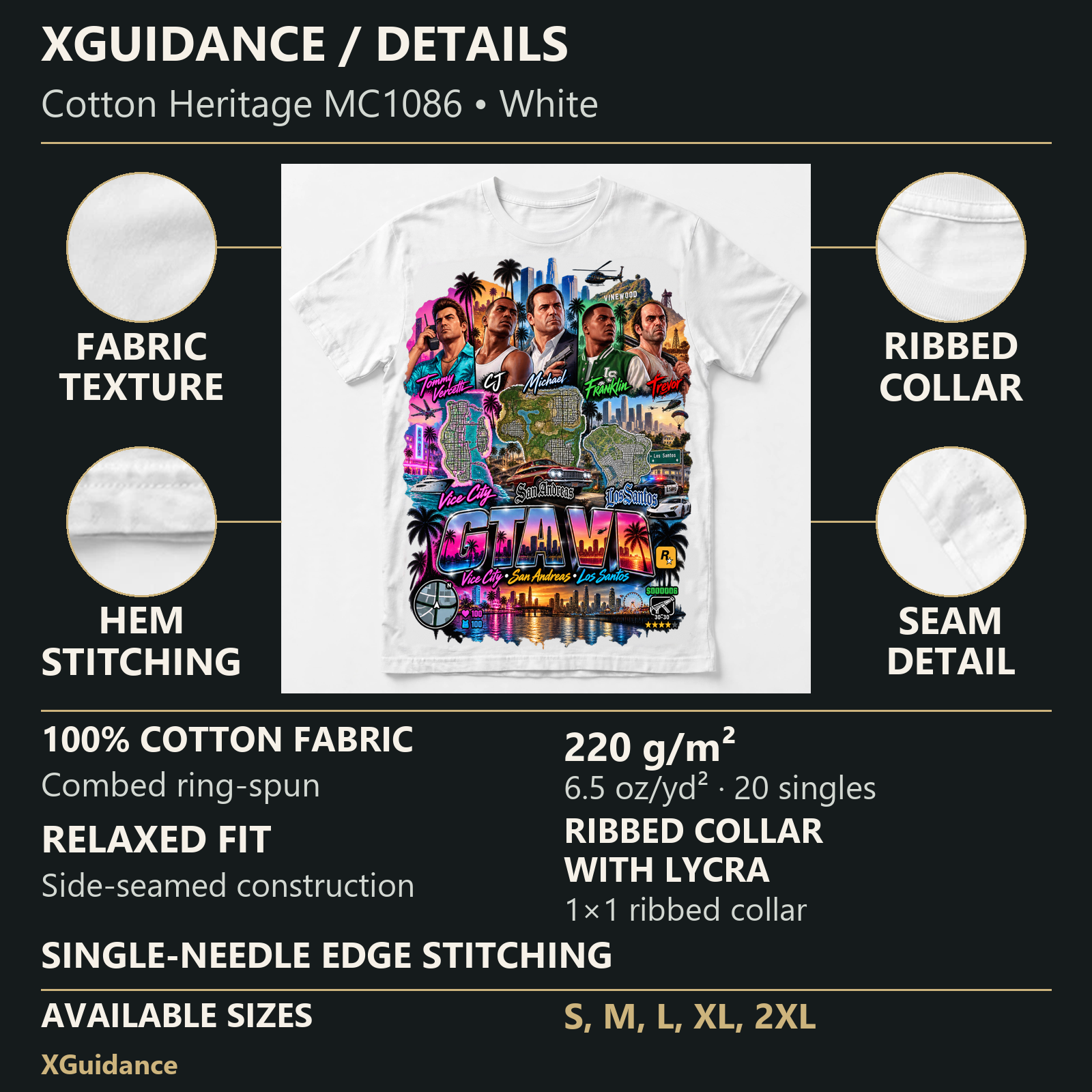 GTA VI Vice City Edition 20 Graphic T-Shirt – XGuidance – product details and sizing
