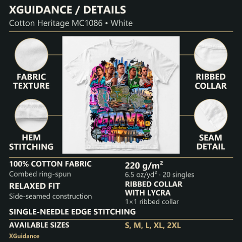GTA VI Vice City Edition 20 Graphic T-Shirt – XGuidance – product details and sizing