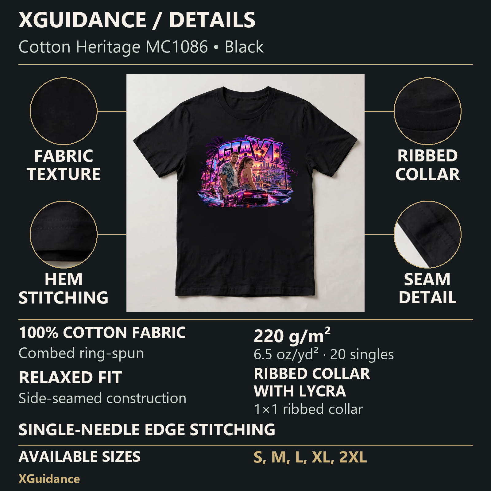GTA VI Vice City Edition 33 Graphic T-Shirt – XGuidance – product details and sizing