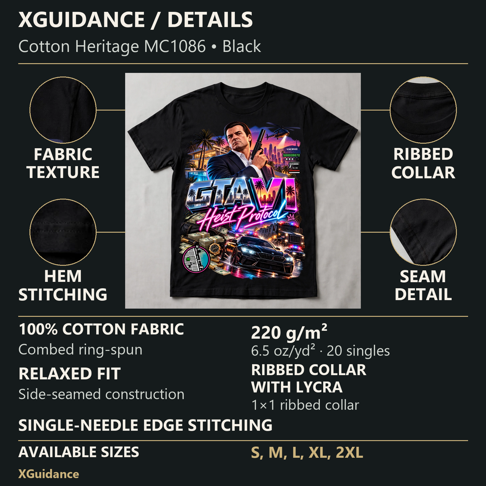 GTA VI Vice City Edition 25 Graphic T-Shirt – XGuidance – product details and sizing