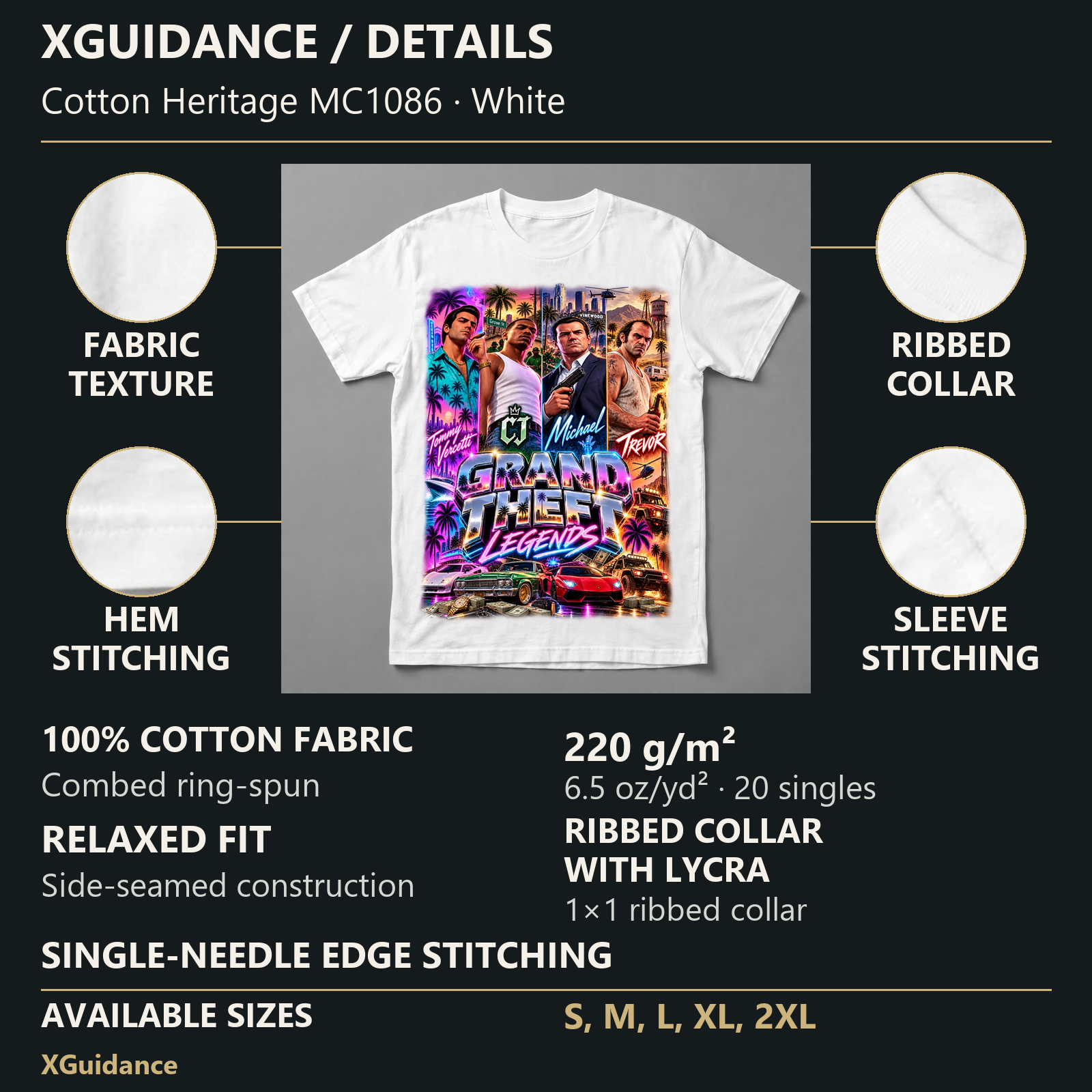 GTA VI Vice City Edition 28 Graphic T-Shirt – XGuidance – product details and sizing