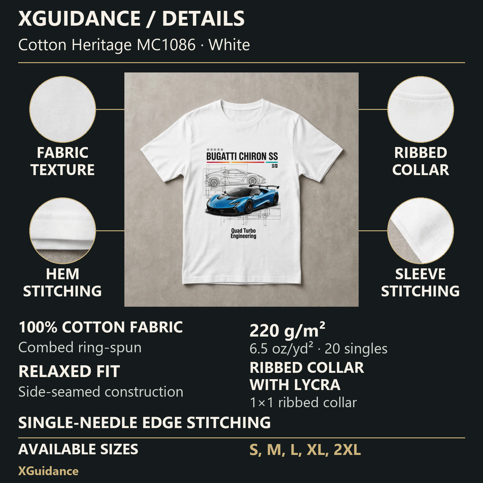 Bugatti Chiron SS Car Enthusiast Graphic T-Shirt – XGuidance – product details and sizing