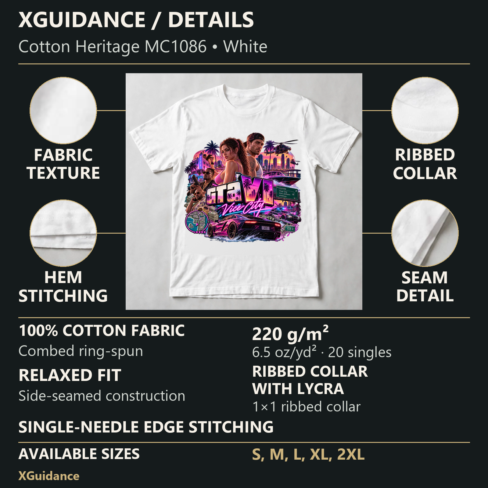 GTA VI Vice City Edition 32 Graphic T-Shirt – XGuidance – product details and sizing