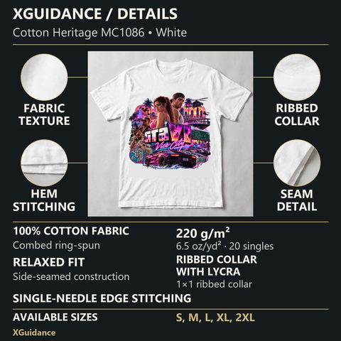 GTA VI Vice City Edition 32 Graphic T-Shirt – XGuidance – product details and sizing