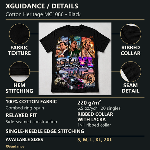 GTA VI Vice City Edition 15 Graphic T-Shirt – XGuidance – product details and sizing
