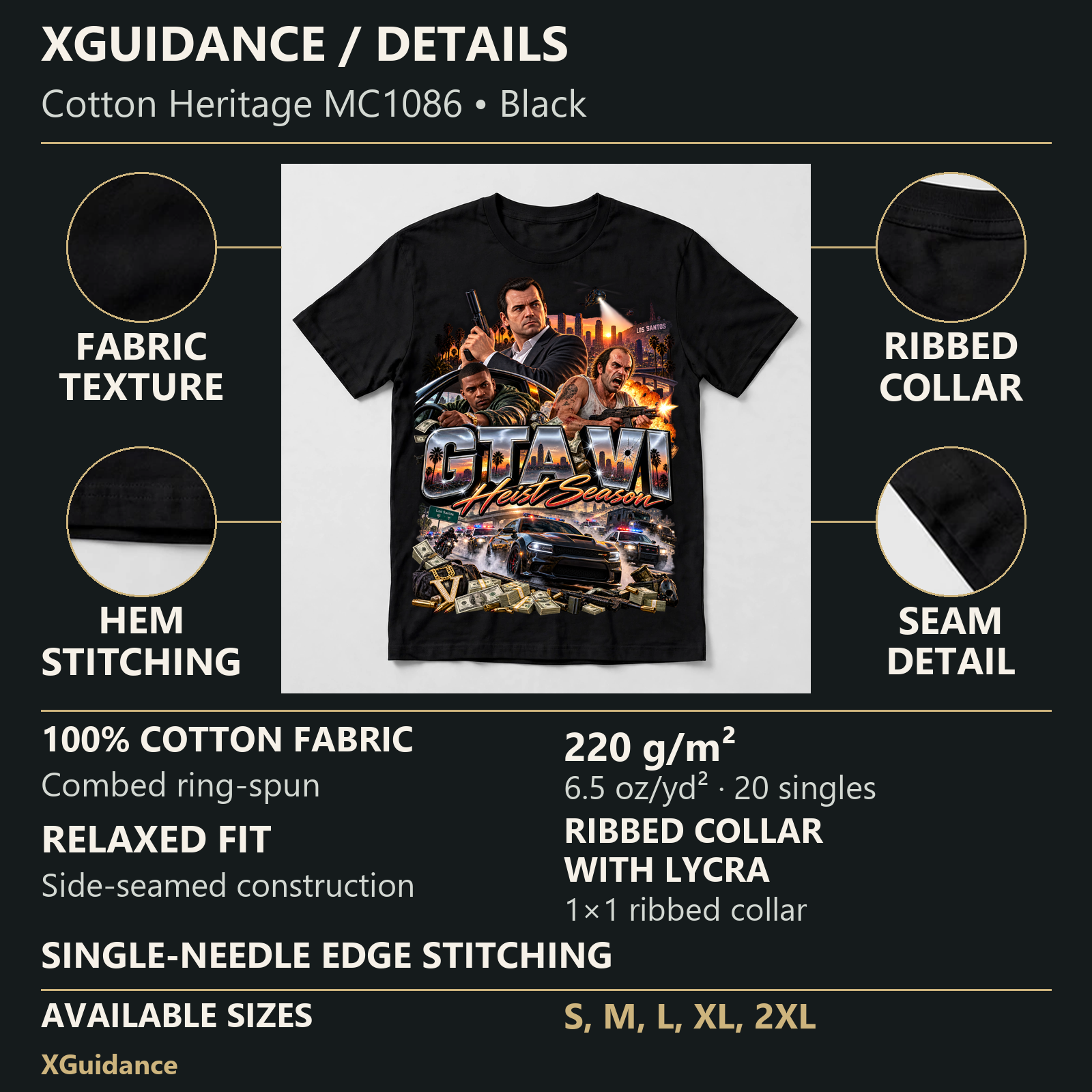 GTA VI Vice City Edition 19 Graphic T-Shirt – XGuidance – product details and sizing
