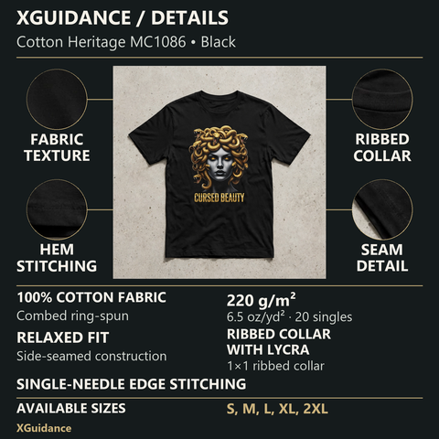 Cursed Beauty Greek Mythology Graphic T-Shirt – XGuidance – product details and sizing