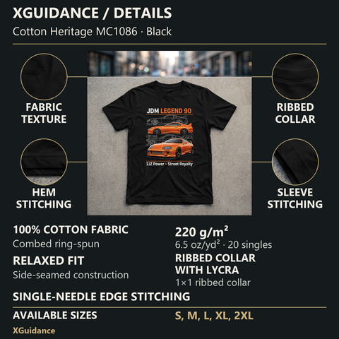 JDM Legend '90 Car Enthusiast Graphic T-Shirt – XGuidance – product details and sizing