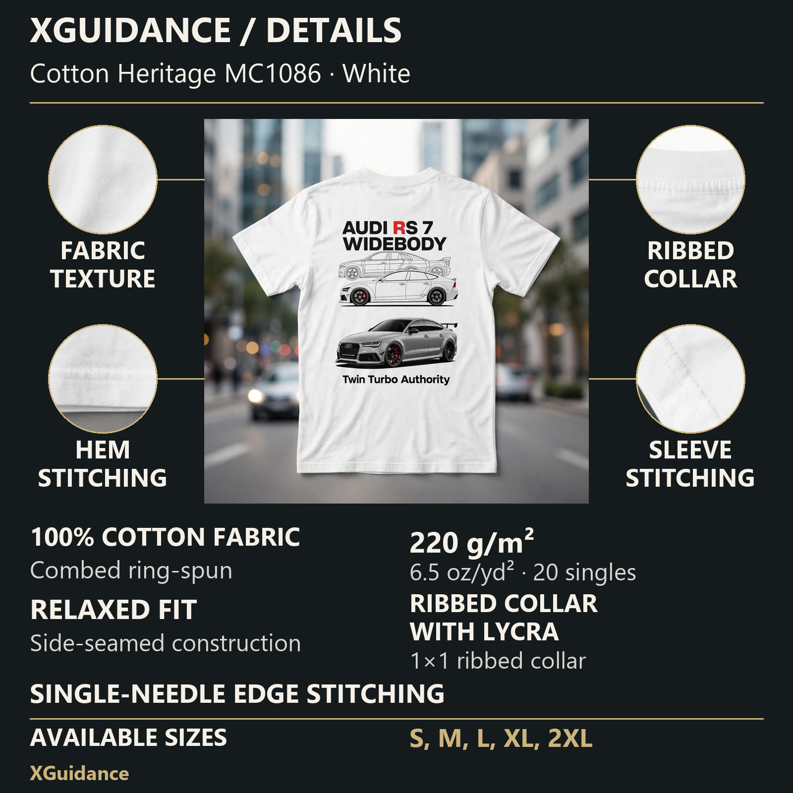 Audi RS 7 Widebody Car Enthusiast Graphic T-Shirt – XGuidance – product details and sizing