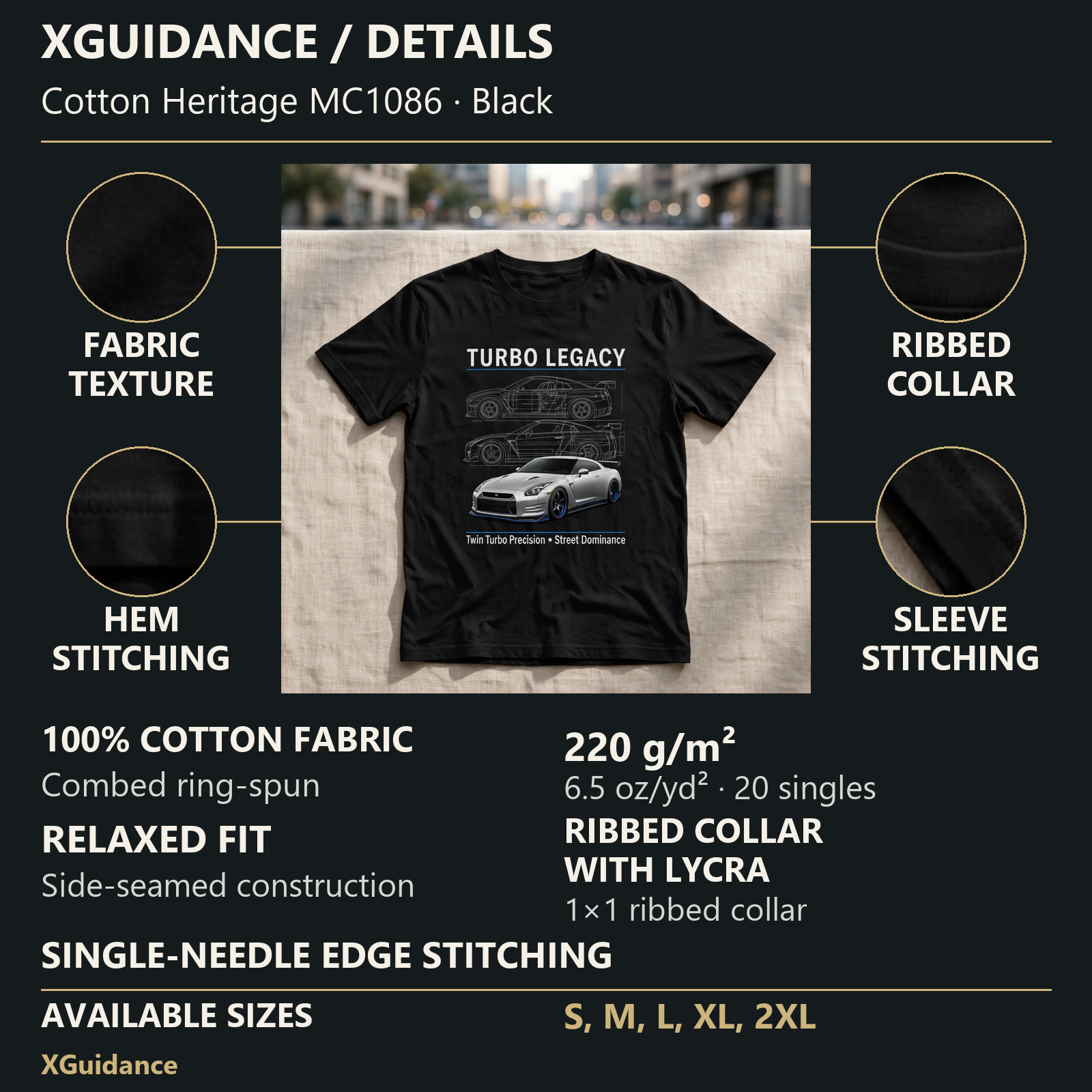 Turbo Legacy Car Enthusiast Graphic T-Shirt – XGuidance – product details and sizing