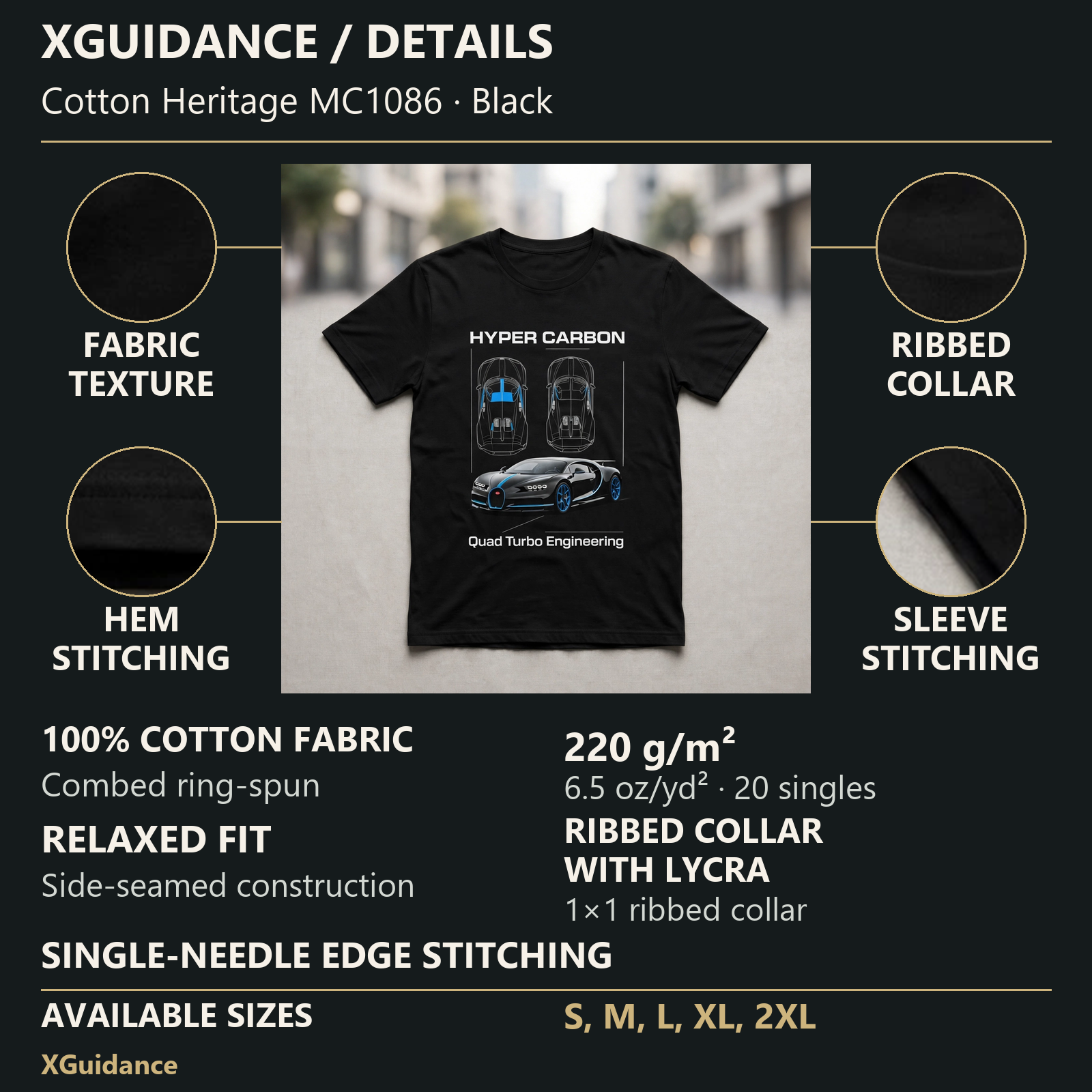 Hyper Carbon Car Enthusiast Graphic T-Shirt – XGuidance – product details and sizing