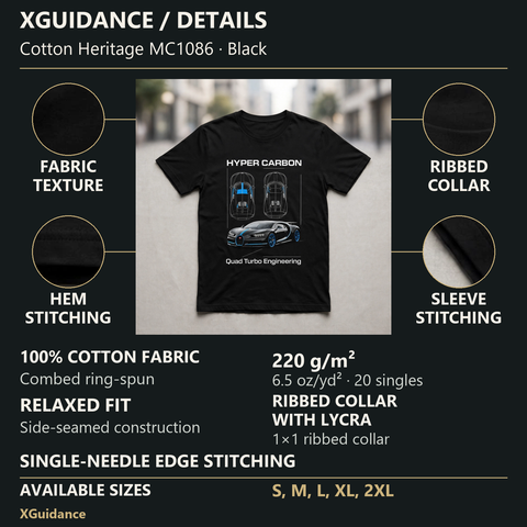 Hyper Carbon Car Enthusiast Graphic T-Shirt – XGuidance – product details and sizing
